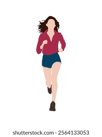Flat vector people and illustration, woman with casual outfit	