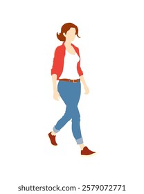 Flat vector people and illustration, woman with casual outfit