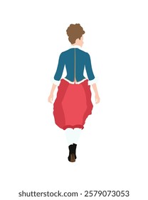 Flat vector people and illustration, woman with casual medieval outfit