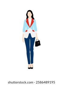 Flat vector people and illustration, woman with formal executive outfit