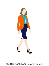 Flat vector people and illustration, woman with formal executive outfit