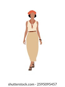 Flat vector people and illustration, woman with casual outfit