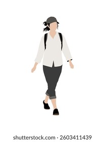 Flat vector people and illustration, woman with casual outfit