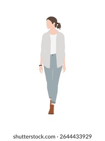 Flat vector people and illustration, woman with casual outfit