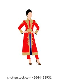 Flat vector people and illustration, woman with fancy casual outfit