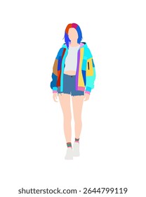 Flat vector people and illustration, woman with casual outfit