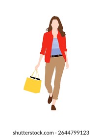 Flat vector people and illustration, woman with casual outfit