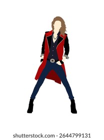 Flat vector people and illustration, woman with casual outfit