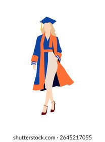 Flat vector people and illustration, woman with graduation outfit