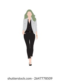 Flat vector people and illustration, woman with casual outfit