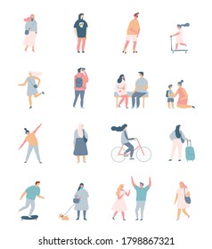 Flat vector people set. Simple design cartoon people isolated on white background