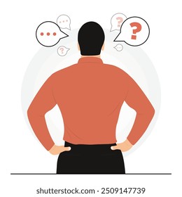Flat vector people shrugging doubt asking questions flat illustration
