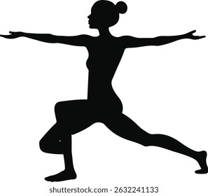 Vetor plano de pessoa alongamento - treino e posição de Yoga em estilo HD