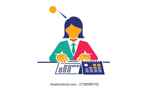 Vector plano de la persona que trabaja en un escritorio
