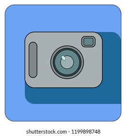 flat vector photo camera on the blue background
