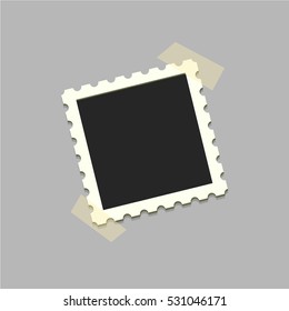 Flat vector photo frame on transparency duct tape. Template photo design.Vector illustration in simple style for design and flat motion design