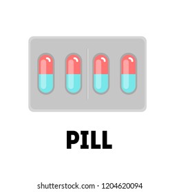 flat vector pill or vitamin on white background 