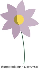 Flat vector pink flower with yellow