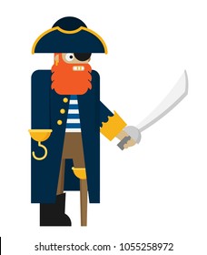 Flat vector pirate isolated on white background