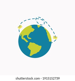 flat vector planet earth, messaging, on white background