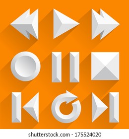 Flat vector player buttons