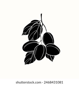 Flat vector plum branch illustration