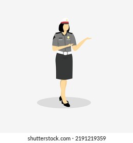 flat vector policewoman illustration design