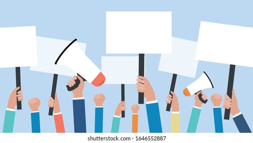 Politischer Protest und politische Abstimmung mit Fraktionskollegen in der Vektorillustration, die ein Vorstandskonzept aufgreifen
