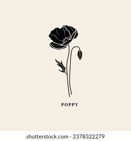 Flat vector poppy flower illustration