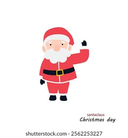 Flat Vector Portrait of Smiling Happy Santa Claus