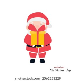 Flat Vector Portrait of Smiling Happy Santa Claus