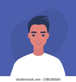 Flat vector portrait of a young millennial male character