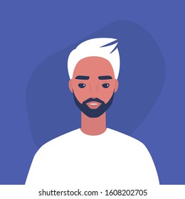 Flat vector portrait of a young millennial male character