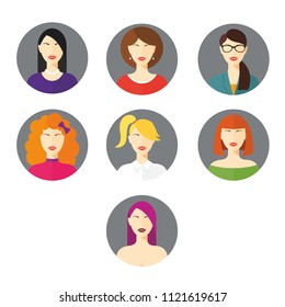 flat vector portraits of girls