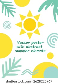 Flat vector poster with abstract summer elements