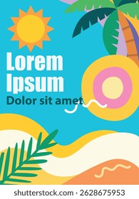 Flat vector poster with abstract summer elements
