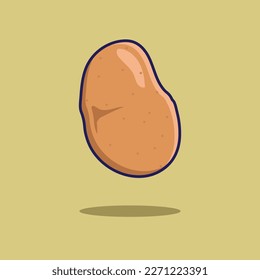 Flat vector potato illustration on cute yellow background