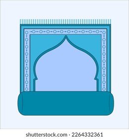 Flat vector prayer rug illustration, islamic