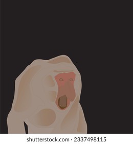 Flat vector of proboscis monkey atau long-nosed monkey. Black background.