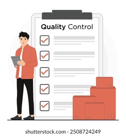 Flat vector product quality control concept illustration
