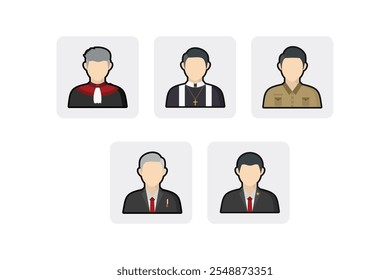 Flat Vector Profession Icon Pack - President, prosecutor, Teacher, Pastor, Lawyer