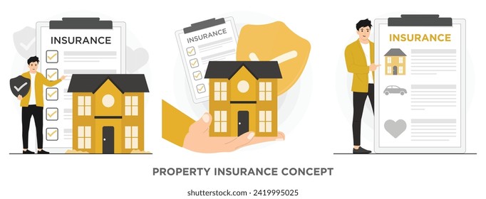 Flat vector property insurance concept illustrator 