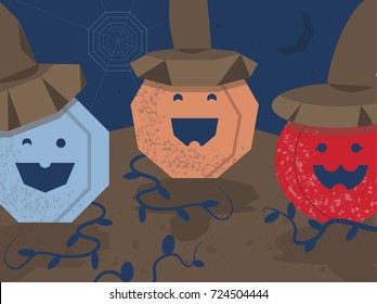 flat vector pumpkins illustration for Halloween 