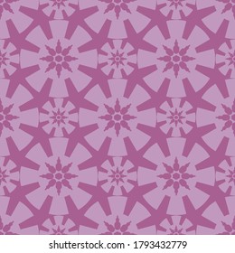 Flat vector of purple color floral circular motif seamless pattern for wallpaper, packaging and textile. Contemporary geometric abstract element endless fabric.