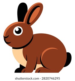 Flat vector rabbit side view illustration on white background ideal for pet wildlife and cartoon designs