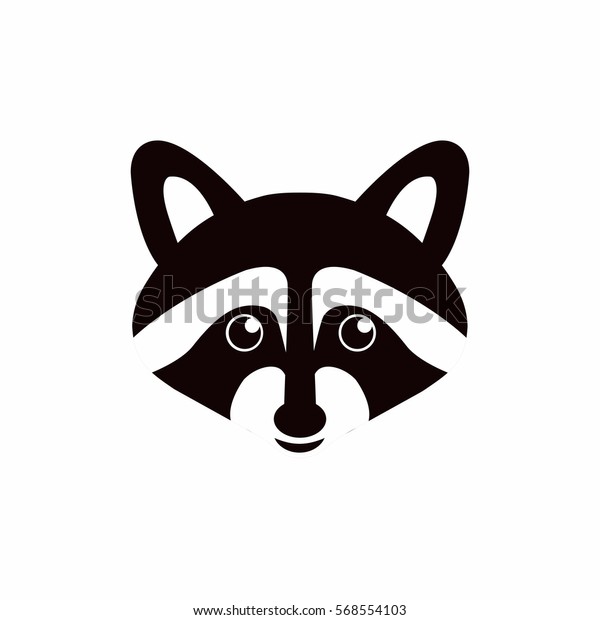 Flat Vector Raccoon Isolated On White Stock Vector (Royalty Free) 568554103