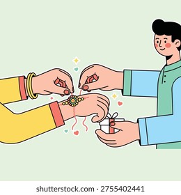 Flat Vector Raksha Bandhan Celebration Scene