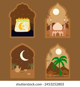 flat vector ramadan badges collection