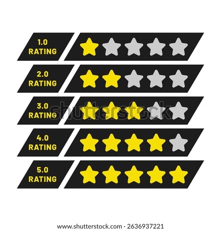 Flat Vector Rating Icons. 5 stars positive review of customer. Feedback icon. User interface design elements focused on customer experience and review ratings.