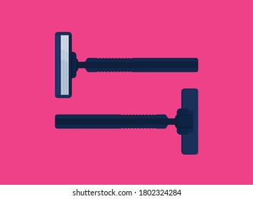 Flat vector razor isolated on color background